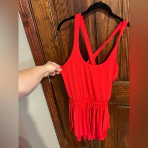TCEC athletic flowy mini dress romper, red, large, NWT